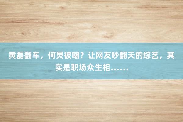 黄磊翻车，何炅被嘲？让网友吵翻天的综艺，其实是职场众生相……