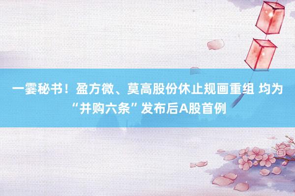 一霎秘书！盈方微、莫高股份休止规画重组 均为“并购六条”发布后A股首例