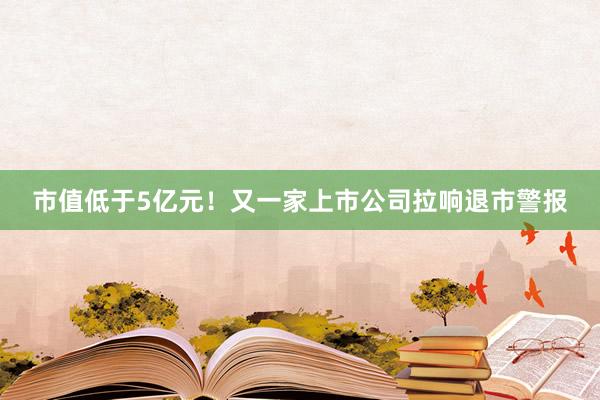 市值低于5亿元！又一家上市公司拉响退市警报