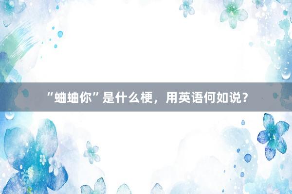 “蛐蛐你”是什么梗，用英语何如说？
